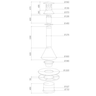 Apetit-Pöytägrilli JTG/3 graniittitasolla ja huuvalla mittakuva