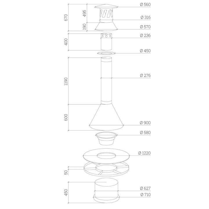 Apetit-Pöytägrilli JTG/3 graniittitasolla ja huuvalla mittakuva