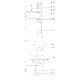 Apetit-Pöytägrilli JTG/4 huuvalla, Graniittisella tasolla mitat