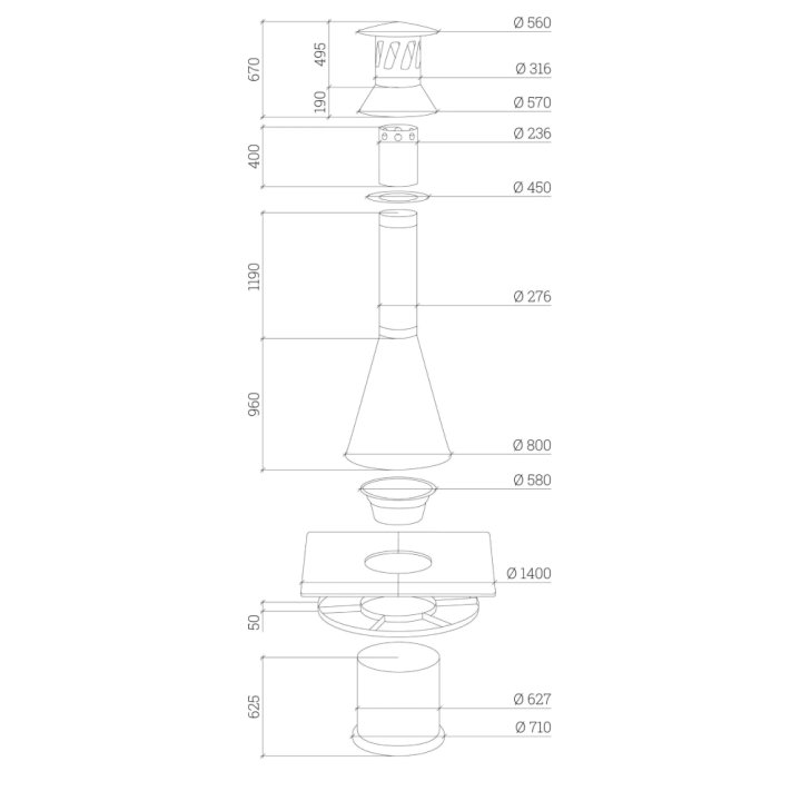 Apetit-Pöytägrilli JTG/4 huuvalla, Graniittisella tasolla mitat