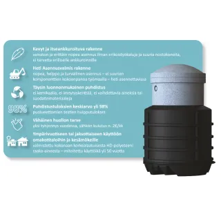 Umpisäiliö erikoismatala 6100-OD450 + IISI H12 Harmaavesipuhdistamo tekniset tiedot