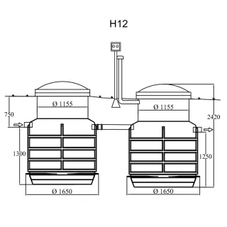 Umpisäiliö erikoismatala 6100-OD450 + IISI H12 Harmaavesipuhdistamo asennus