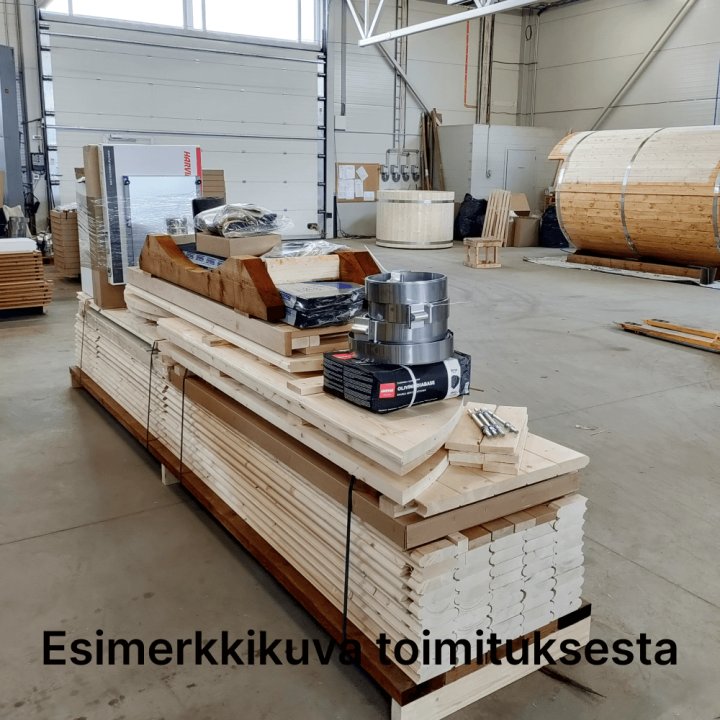 tynnyrisaunan toimitussisältö tehtaalta lähtiessä