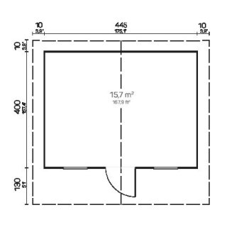 Hirsimökki Claara 15,7 m2. 70 mm hirrenvahvuus.