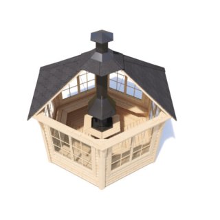 Tyylikäs huvimaja – sisältää grillin ja huuvan. Isot ikkunat ulos