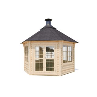 Tyylikäs huvimaja – sisältää grillin ja huuvan. Isot ikkunat ulos