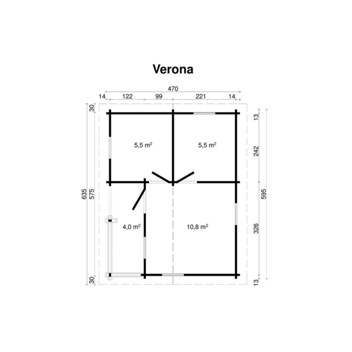 Hirsimökki Verona 26 m² – Massiivinen 70 mm höylähirsimökki pihalle tai mökille