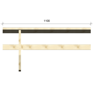Lauteiden jalkatuki kuusi 1100 mm. – Suomilaude kaide-elementti saunaan
