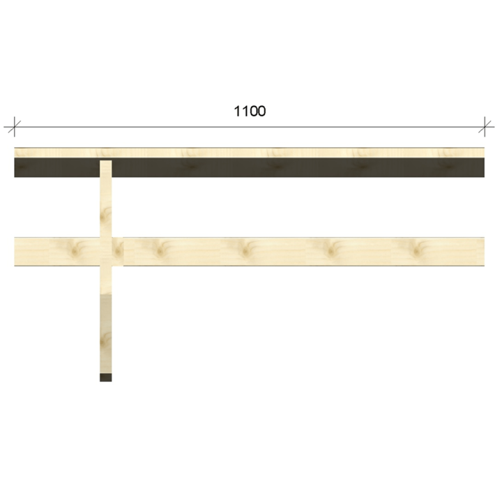 Lauteiden jalkatuki kuusi 1100 mm. – Suomilaude kaide-elementti saunaan