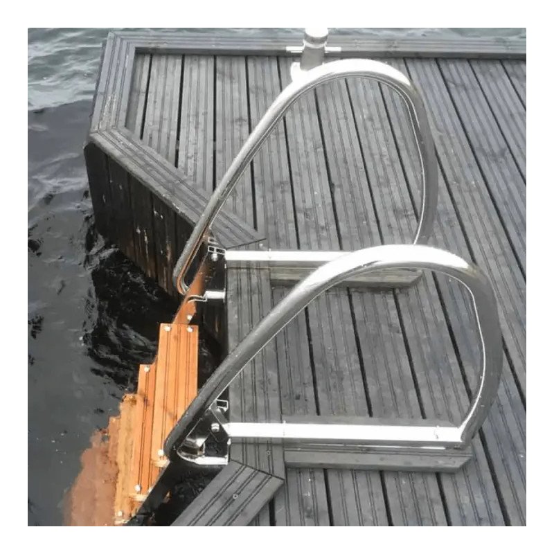 Taittuvat uimaportaat 4 askelmaa – kuumasinkitty teräs, kestopuu