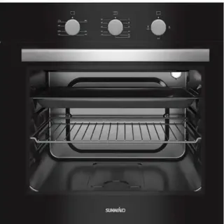 Sunwind Chef 60 Kaasu-uuni, Musta, Kaksikerroksinen Lasiovi. Mökkiuuni