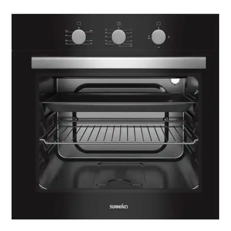 Sunwind Chef 60 Kaasu-uuni, Musta, Kaksikerroksinen Lasiovi. Mökkiuuni