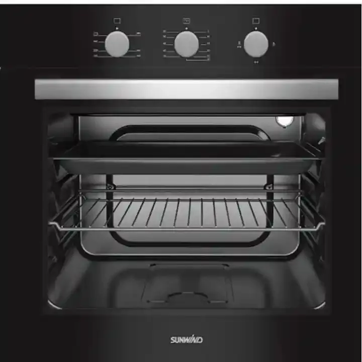 Sunwind Chef 60 Kaasu-uuni, Musta, Kaksikerroksinen Lasiovi. Mökkiuuni