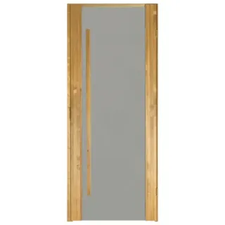 Sarastus saunan ovi – mittatilaustyönä tehty lasinen ja massiivinen saunan ovi