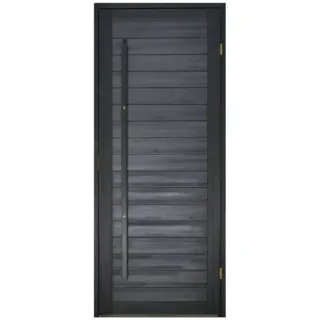 Hiili saunan ovi – moderni STS-paneloitu puinen mittatilaus saunan ovi