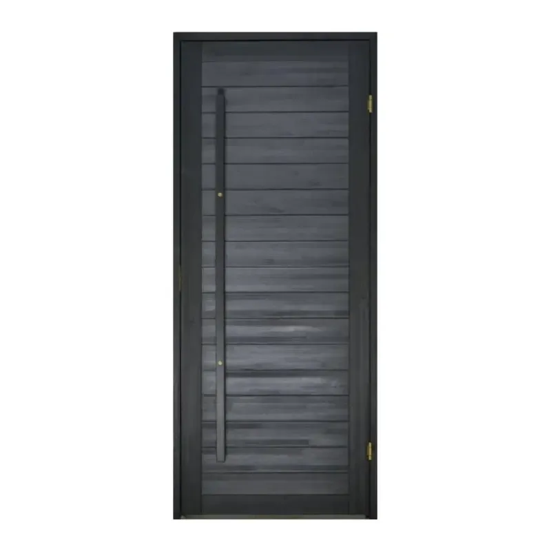 Hiili saunan ovi – moderni STS-paneloitu puinen mittatilaus saunan ovi