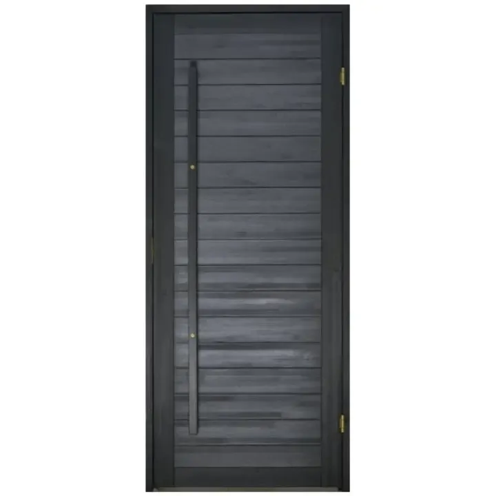 Hiili saunan ovi – moderni STS-paneloitu puinen mittatilaus saunan ovi