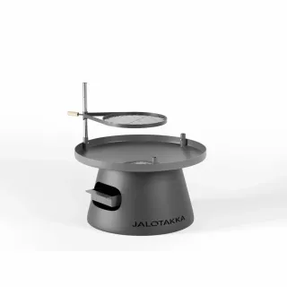 edullinen nuotiogrilli edestä päin kuvattuna