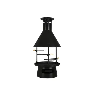 Nuotiogrilli huuvalla edestä päin kuvattuna