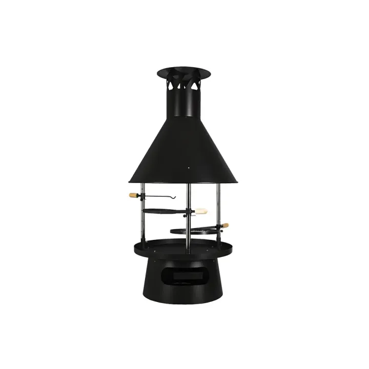 Nuotiogrilli huuvalla edestä päin kuvattuna