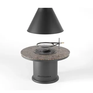 Nuotiogrilli sisätiloihin graniittisella tasolla ja huuvalla