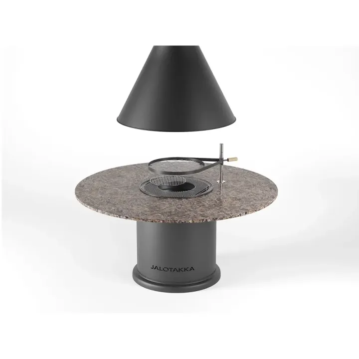 Apetit-Pöytägrilli JTG/2. Graniittitasolla ja huuvalla edestäpäin kuvattuna