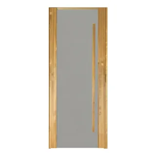 Saunan ovi tervaleppä, kirkkaalla lasilla, 7 x 19, Vasenkätinen edestäpäin katsottuna