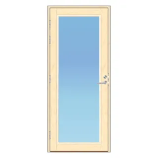 Lokki mökkiovi, vasen kätinen, 90 mm karmisyvyys. 2k Eristelasielementillä. Abloy lc190 lukkorunko vakiona. Karmimitta 10x21