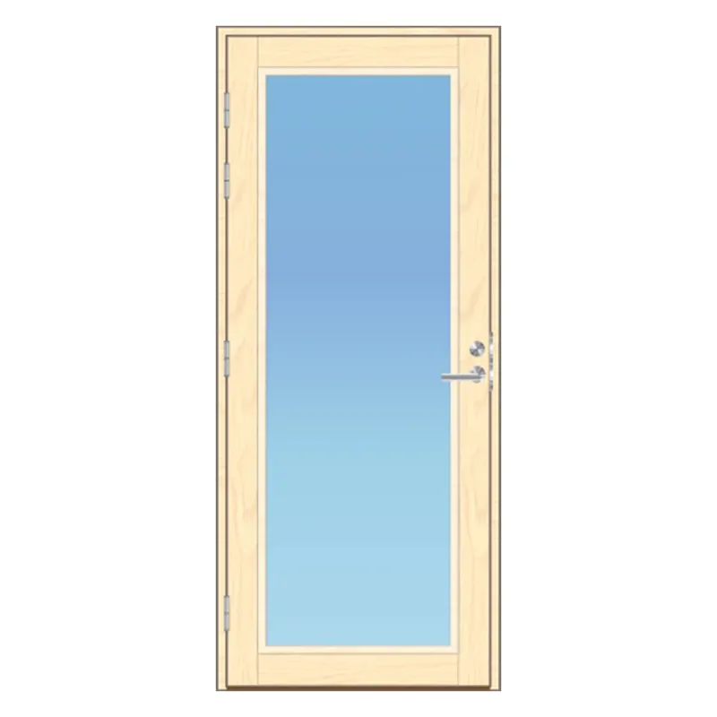 Lokki mökkiovi, vasen kätinen, 90 mm karmisyvyys. 2k Eristelasielementillä. Abloy lc190 lukkorunko vakiona. Karmimitta 10x21