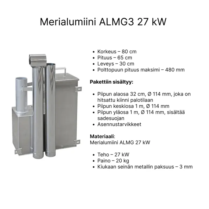 uppokamiina merialumiini