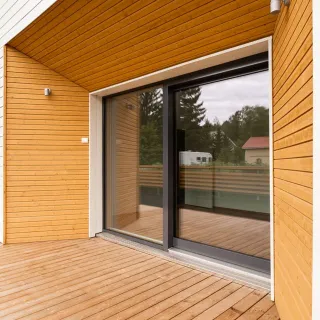 Liukuovi, puu-alumiini, musta, 1990 x2090 mm, ulkopuolelta katsottuna