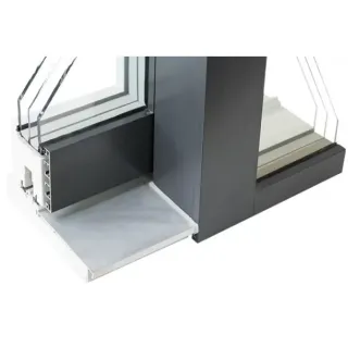 Liukuovi, puu-alumiini, valkoinen, 2490 x 2290 mm, kynnys