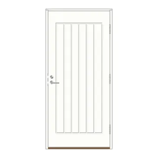 LOKKI Ulko-ovi Nestori valkoinen pystyuritettu HDF-ulko-ovi