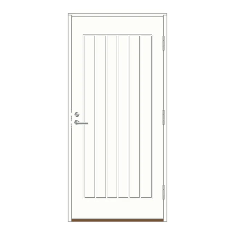 LOKKI Ulko-ovi Nestori valkoinen pystyuritettu HDF-ulko-ovi