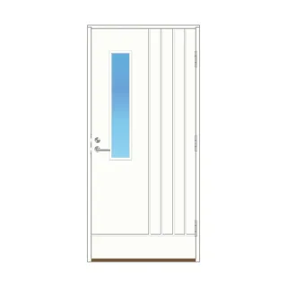 LOKKI ulko-ovi Heini valkoinen pystyuritettu HDF pystylasilla