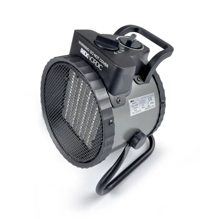 REXNORDIC HEAT2000 PTC‑lämpöpuhallin edestä – keraaminen 2000 W lämmitin