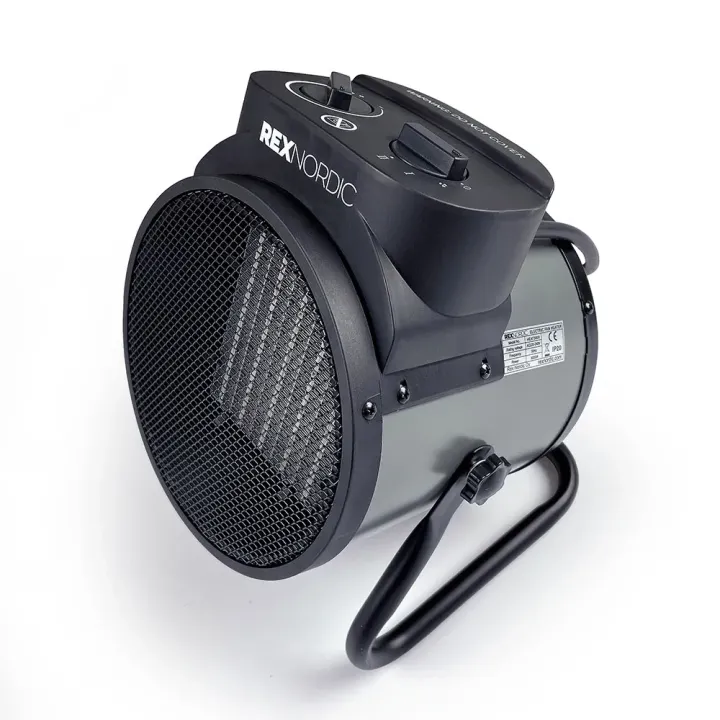 REXNORDIC HEAT3000 PTC‑lämpöpuhallin edestä – 3000 W keraaminen lämmitin