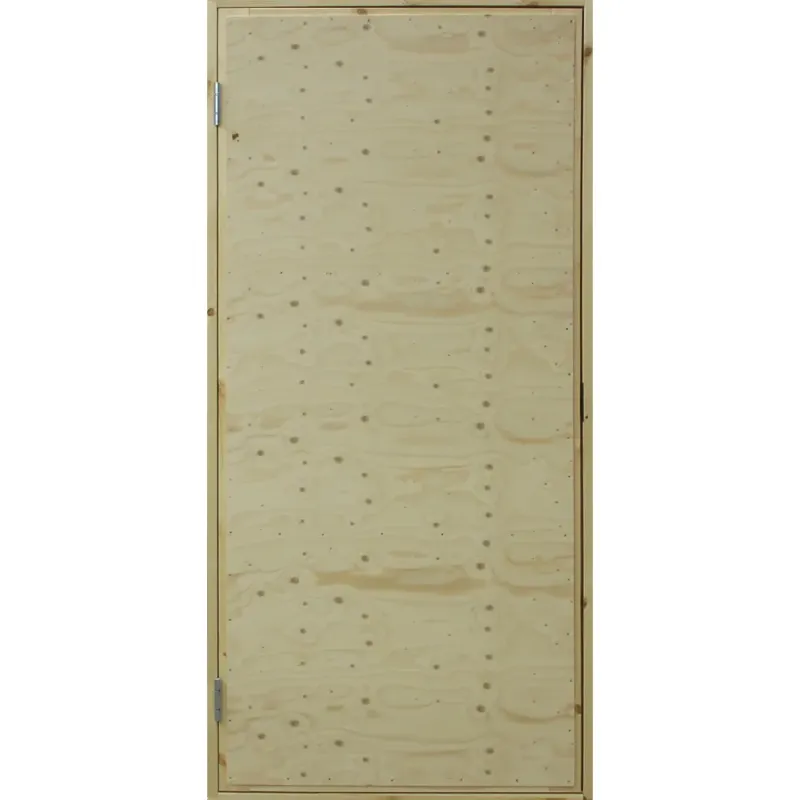 Työmaaovi – molemmin puolin vaneroitu ja eristetty rakennusovi valmiilla karmilla ja rullalukolla