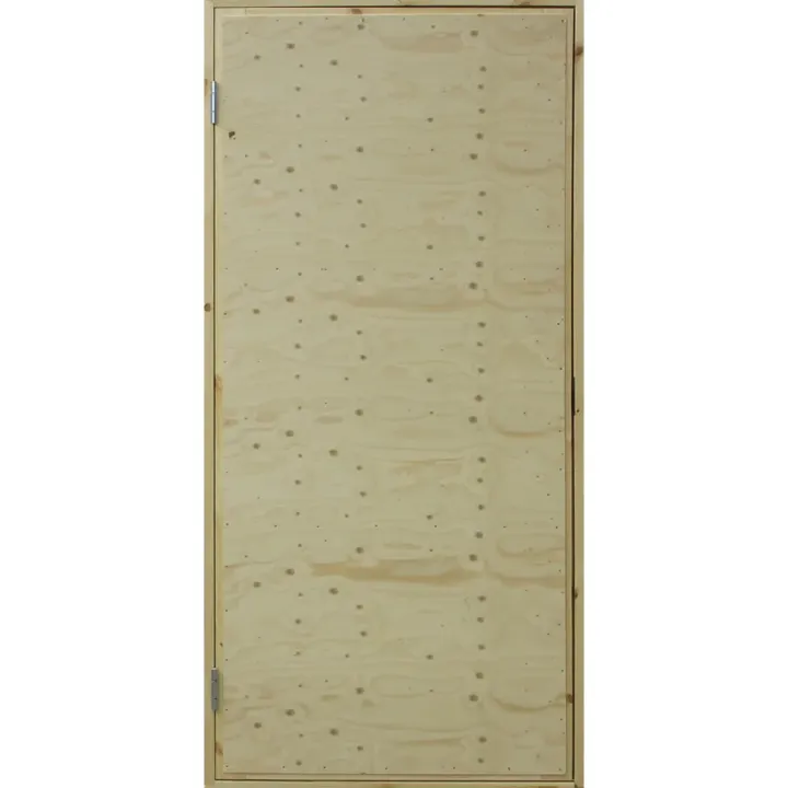 Työmaaovi – molemmin puolin vaneroitu ja eristetty rakennusovi valmiilla karmilla ja rullalukolla