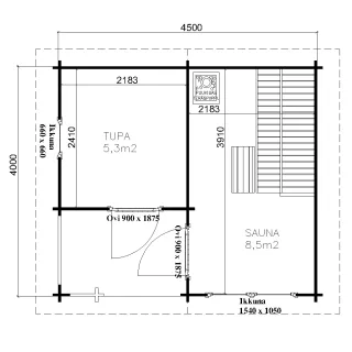 Sauna Aino pohjakuva piirustus